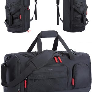 Gym Bag for Women & Men, 35L Sports Travel Duffel Bag with Shoe Laptop Compartment，Anti-Theft Carry On Weekender Bag for Airplane,Workout Overnight Backpack for Travel,Black