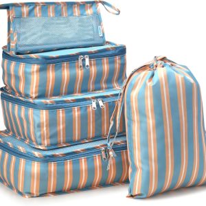 Bliss Travel Packing Cubes - 3 Pack/4 Pack/5 Pack Compact Suitcase Organizer, Durable Mesh Front Travel Cubes for Packing, Organizer Bags for Clothes, Toiletries, Cosmetics, Laundry, 5PCAmalfiVibes